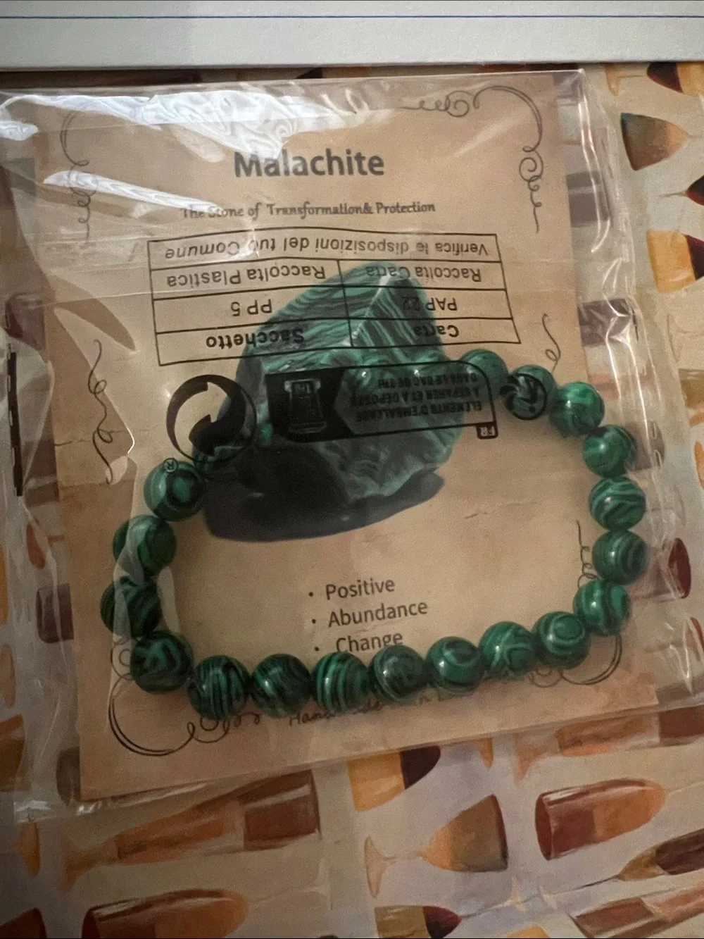 #2944**Malachite Bead Stretch Bracelet - Green